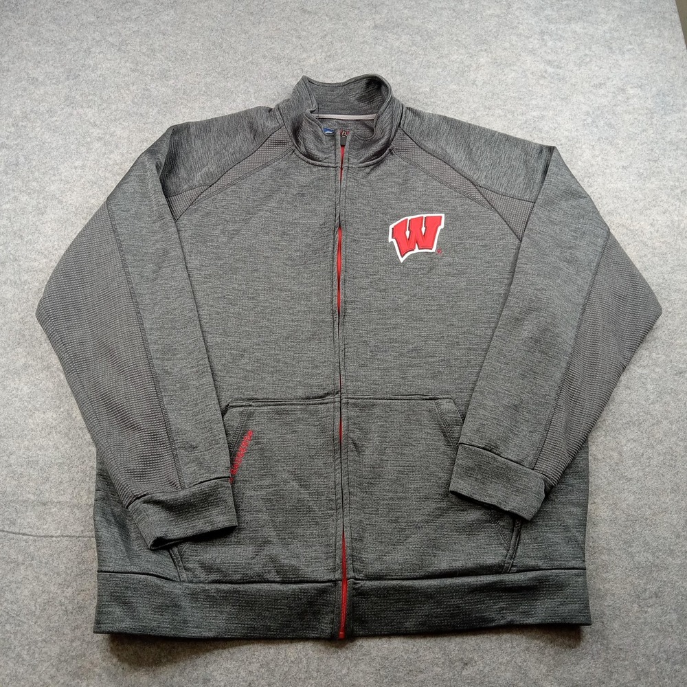 Wisconsin Badgers Jacket Mens 2XL Gray NCAA College Football G-III Full Zip Coat